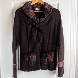 Ganteb's Collection France Brown Wool Brocade Trim Jacket
